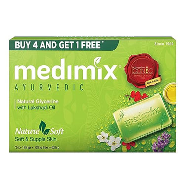 Medimix Ayurvedic Natural Glycerine Bathing Bar, 125 g (4 + 1 Offer Pack)